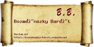Bozmánszky Barót névjegykártya